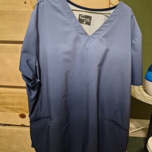 UA Scrubs Blue Ombre V-Neck Scrub Top 2x